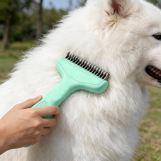 2026 Upgrade Cat Grooming Brush Self Cleaning, Self Cleaning Slicker Brush Small for Dog & Cat, Pet Grooming Deshedding Tool for Detangling & Dematting Long, Easy To Clean Loose Undercoat (Green#A)