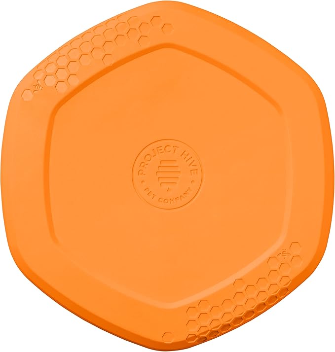PROJECT HIVE ·PET COMPANY· - Sweet Mango Scented - Hive Frisbee Disc for Dogs - Great for Fetch - Includes a Lick mat on Back - Floats in Water, Smooth Glide - Made in The USA