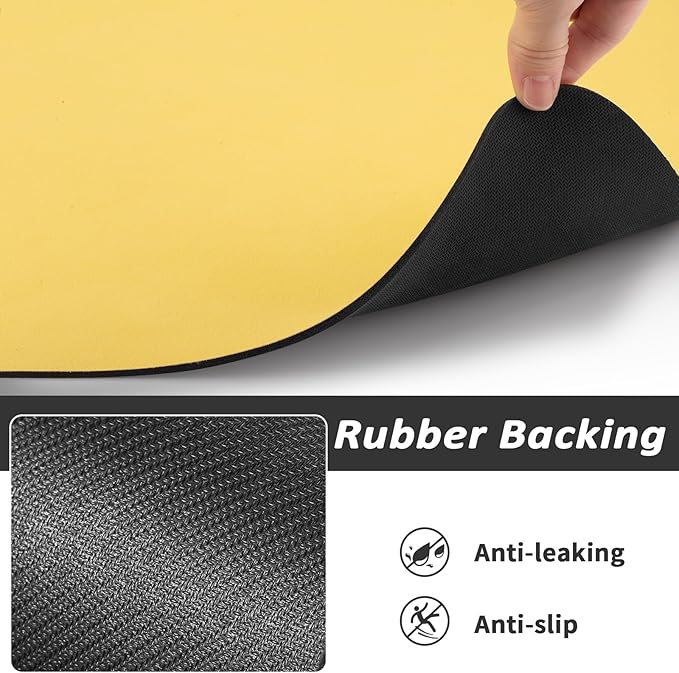 Dog Food Mat - Absorbent Cat Mat for Food and Water, No Stains Pet Feeding Bowl Mat, Easy to Clean Pet Placemats, Quick Dry Dog Water Dispenser Mat for Messy Drinkers | Yellow 18"x34"