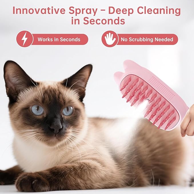 2025 New Steam Brush for Cats, 3 in 1 Steam Comb for Shedding Dog Pet Hair Cleaning Brush for Spray Dog Grooming for Long & Short Haired Pets – Cat Hair Spritz Defur Comb