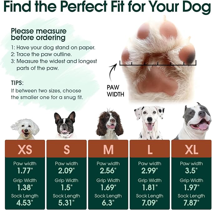 Kuoser Non Slip Dog Socks for Hardwood Floors,4Pack Anti-Slip Dog Grippy Socks to Prevent Licking Paws,Dogs Booties Paw Protectors with Double-Sided Traction for Small Medium Large Senior Dogs,Gray M