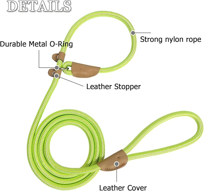 Slip Lead Rope Dog Leash Heavy Duty for Training, Nylon Strong Slip Leads for Dogs 6 Ft X 1/2 Inch,Comfortable Training Leash for Medium Large Dogs