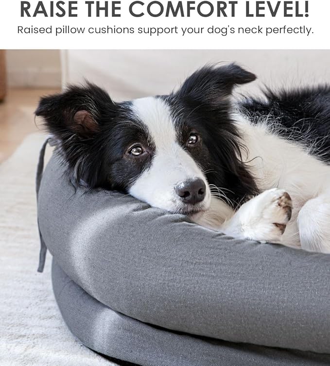 Orthopedic Dog Bed for Large Dogs, Pet Sofa Bed with Egg Crate Foam, 4-Sided Bolster, Removable Washable Cover & Anti-Slip Bottom, XX-Large Dark Gray