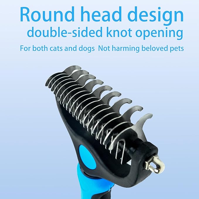 2PCS Pet Grooming Rake&Self Cleaning Slicker Brush，Undercoat Rake for Dogs & Cats ，Detangling and Dematting Long, Matted Fur on Cats and Dogs