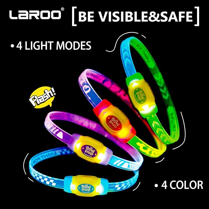 LaRoo LED Light Up Dog Collar, Multi-Color Glowing Safety Pet Collar, USB Rechargeable, Adjustable, Night Walk High Visibility Collar Safety Dog Light for Small Medium Dogs(Purple)