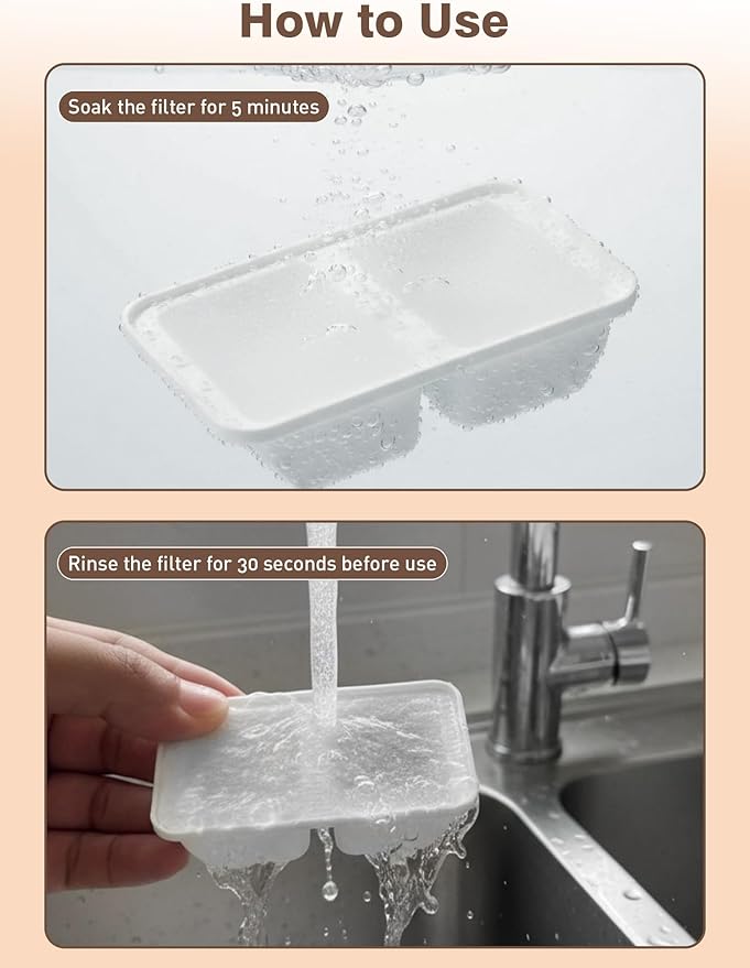 Nasebila 6 Packs Replacement Filters for Cat Water Fountain, Filters & Sponges with Activated Carbon, Ion Exchange Resin, Compatible with Automatic Water Fountain