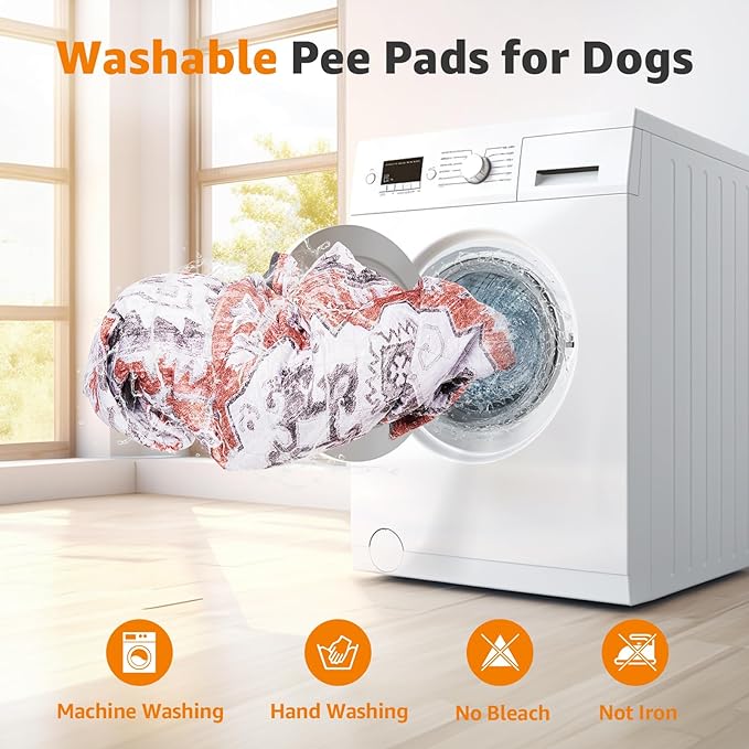 LOOBANI Reusable Pee Pads for Dogs with Pheromones, 1 Pack Super Absorbent Washable Puppy Pee Pads, Waterproof Non-Slip Whelping Pad for Floor Playpen Crate Couch-65 x48 (Red-Orange)