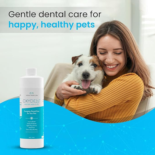 Oxydent Premium Pet Dental Care Solution - Pet Water Additive & Mouthwash for Teeth Cleaning - Eliminate Bad Dog & Cat Bad Breath - Dog Dental Rinse - Fights Tartar & Plaque