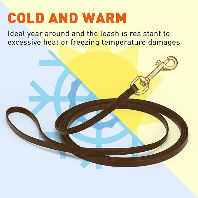 Viper Biothane K9 Working Dog Leash Waterproof Lead for Tracking Training Schutzhund Odor-Proof Long Line with Solid Brass Snap for Puppy Medium and Large Dogs, 33ft Dark Chocolate Brown