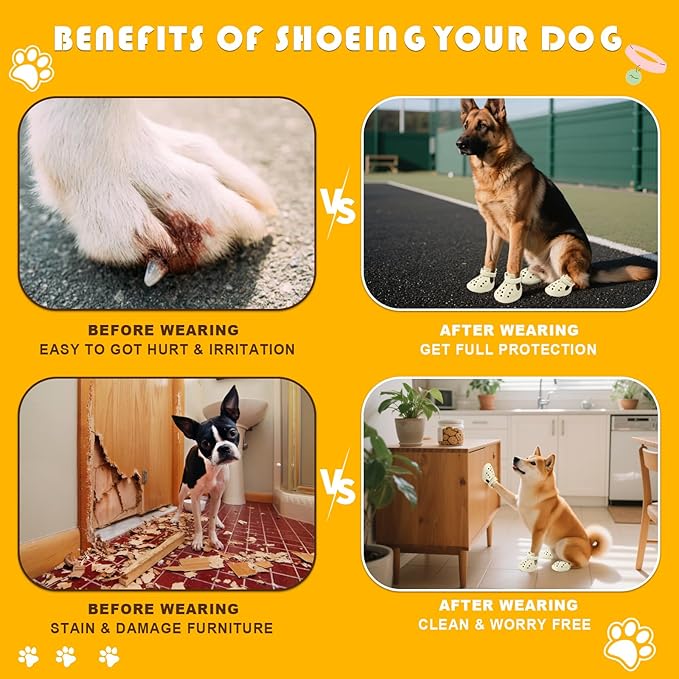 Dog Sandals, Breathable Dog Shoe for Hot Pavement, Anti-Slip & Paw Protectors Pet Shoes for Indoor/Outdoor Walking. Dog Boots for Small, Medium & Large Dogs (Beige, 4PCS)