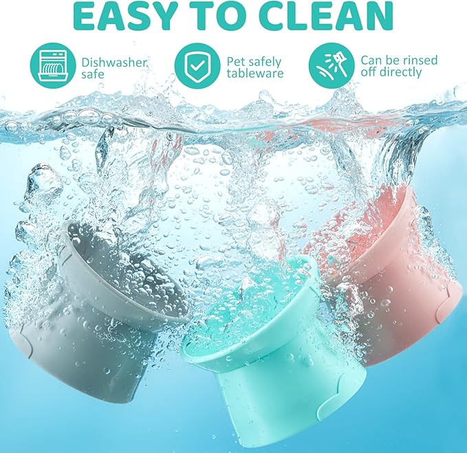9 Pcs Plastic Raised Cat Bowls Bulk Elevated Tilted Dishes 15 Degrees Tilted Anti Vomiting Friendly Food Water Feeder Pet Slanted Stand Bowl for Indoor Cat Small Dog Shelter
