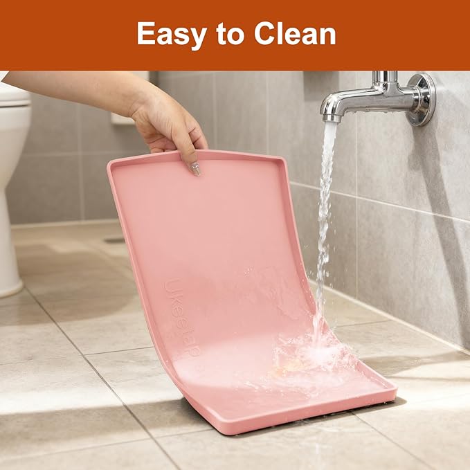 19” x 12” Extra Thick Waterproof Silicone Mat with Raised Edge, BPA Free Non-Slip Dog & Cat Food Mat, Feeding Mat for Food and Water Bowls, Spill Proof Mat to Protect Floors, Pink