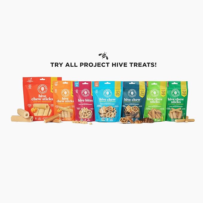 Healthy Dog Reward Treats - Hive Bites - 12 oz. - All Natural Small Dog Bites for Training, Natural Peanut Butter Flavored, Vegetarian Chews, Made in The USA