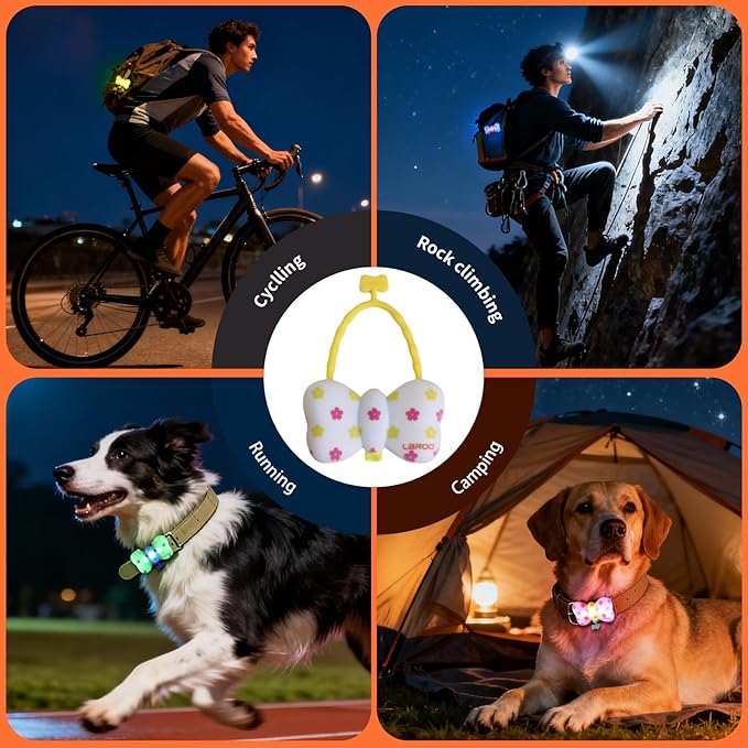 LaRoo Dog Collar Lights for Night Walking,USB-C Rechargeable Dog Lights，Only 12g for Small Dogs, 3 Modes Colored Lights,Waterproof LED Collar Charm for Nighttime Running,Pet Camping Essentials(Purple)