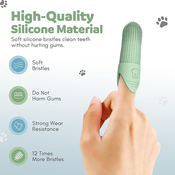 1-Pack Dog Finger Toothbrush for Dogs and Cats, Soft Silicone Finger Tooth Brushing for Dogs, Puppy Dental Care, Finger Dog Toothbrush for Small and Large Breeds