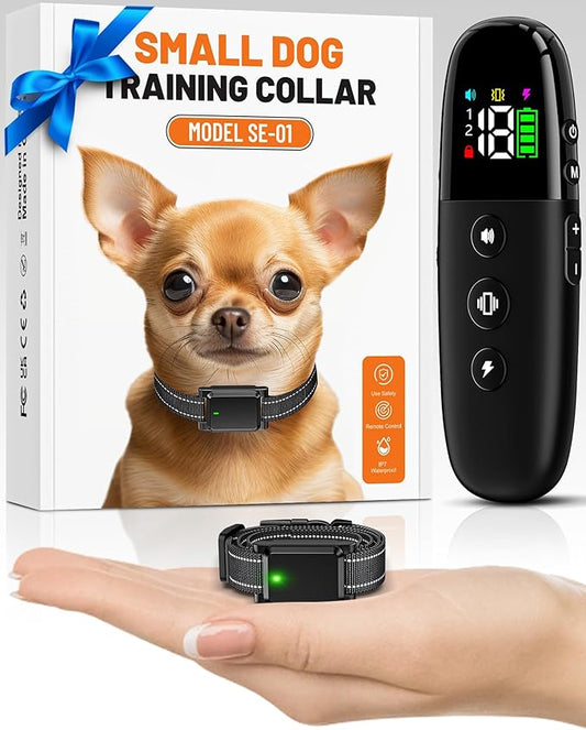 Small Dog Shock Collar for Dogs 5-15lbs - 2000FT Remote,Waterproof,Vibration/Beep/Safe Shock E-Collar - Dog Training Collar with Remote Control for Puppies, Small & Medium Breeds (Black)