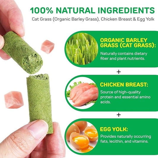 RSGRT 60g Cat Grass Sticks, Delicious Cat Grass Teething Stick Edible Cats Chew Toy Cat Treats Snack for Teeth Cleaning and Hairball Removal