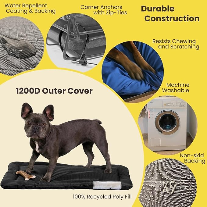 K9 Ballistics Tough Ripstop Dog Crate Pad - Durable, Machine Washable Kennel & Travel Mat for Puppies and Medium Dogs, 35 x 22 fits 36” Wire Crate, Sage Green