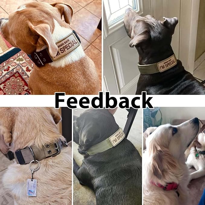 Tactical Dog Collar Military Adjustable Dog Collars Soft Nylon Training Collar with Patch Heavy Duty Metal Buckle Collars for Medium Large Dogs (Light Pink, L)