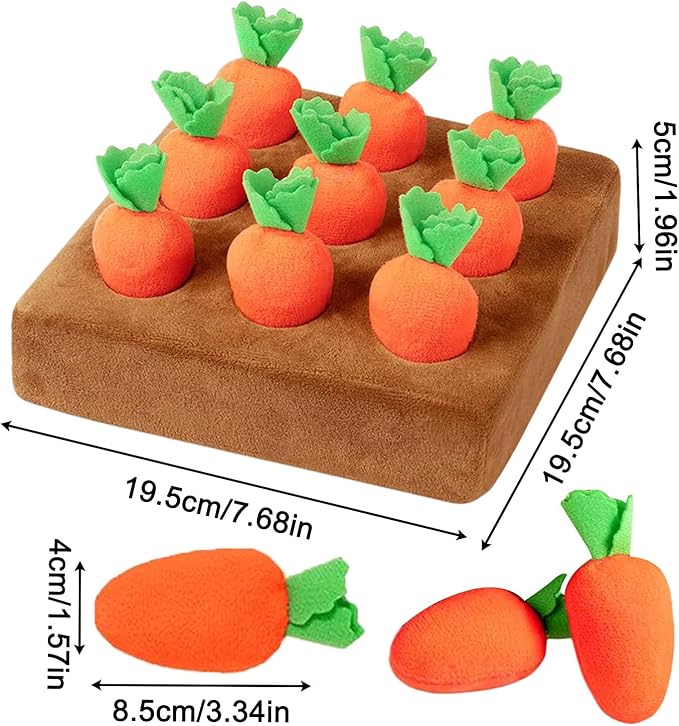 Snuffle Mat for Puppies, Carrot Garden Dog Toy with 9 Carrots, Interactive Puppy Enrichment Toys, for Training Feeding Play
