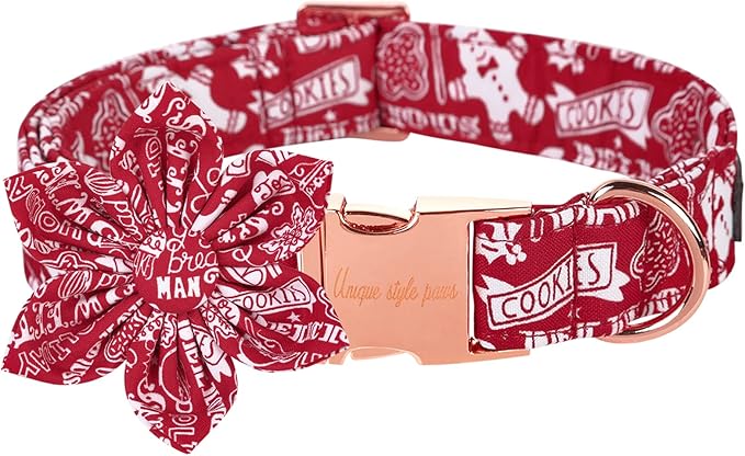 Unique style paws Cotton Dog Collar with Bow Puppy Collar with Green Flower for Small Medium Large Boys Girls Dogs