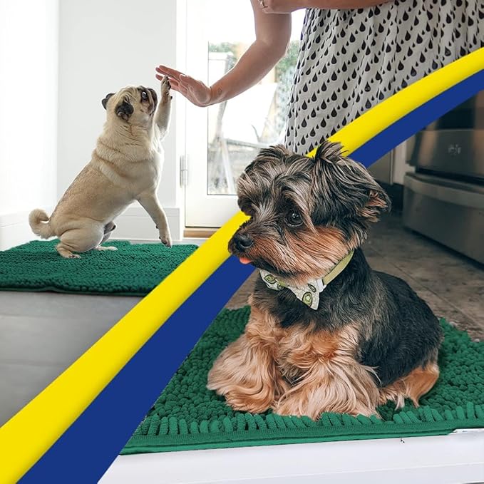 Muddy Mat® | Super Absorbent Door Mat Indoor, Microfiber Quick Dry Chenille Entryway Rug, Non-Slip Front Door Mat, Indoor Mats for Entryway, Machine Washable Pet Rug, Dark Green XL 59"X35"
