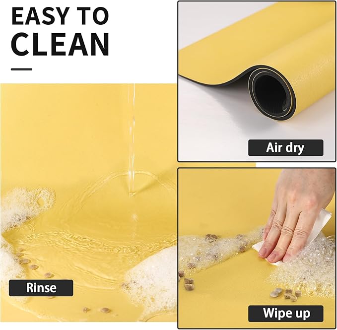 Dog Food Mat - Absorbent Cat Mat for Food and Water, No Stains Pet Feeding Bowl Mat, Easy to Clean Pet Placemats, Quick Dry Dog Water Dispenser Mat for Messy Drinkers | Yellow 18"x34"