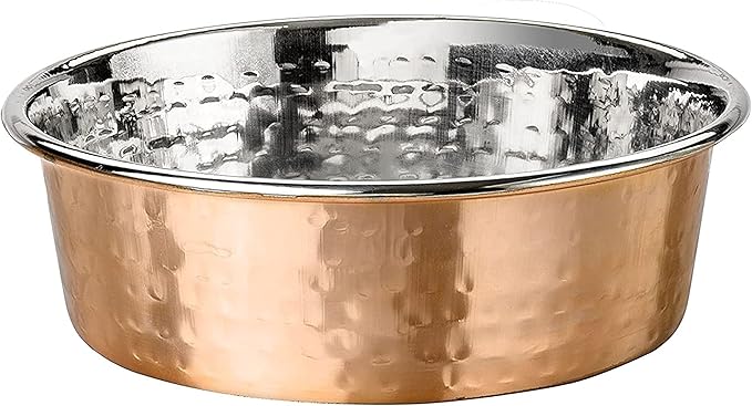 Neater Pet Brands Hammered Decorative Designer Bowls - Luxury Style Premium Dog and Cat Dishes (Small, Copper)