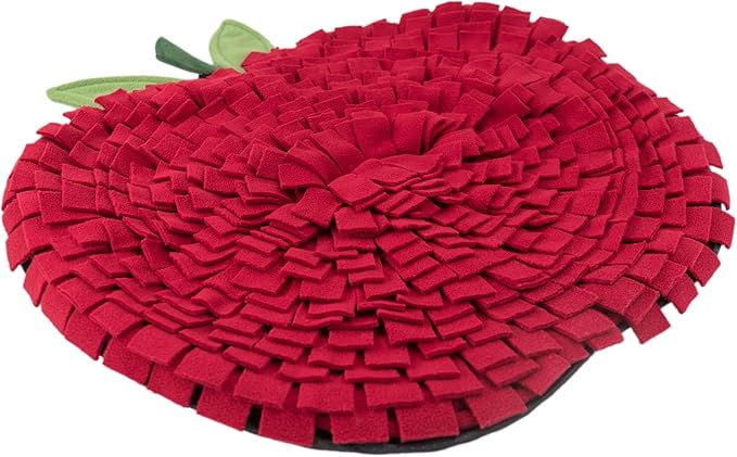 Pet Snuffle Mat for Dogs, Adjustable Interactive Puzzle Toy for Boredom, Encourages Natural Foraging Skills, Mental Stimulation & Stress Relief for Cats Dogs 22x18 Inch (Red Apple)