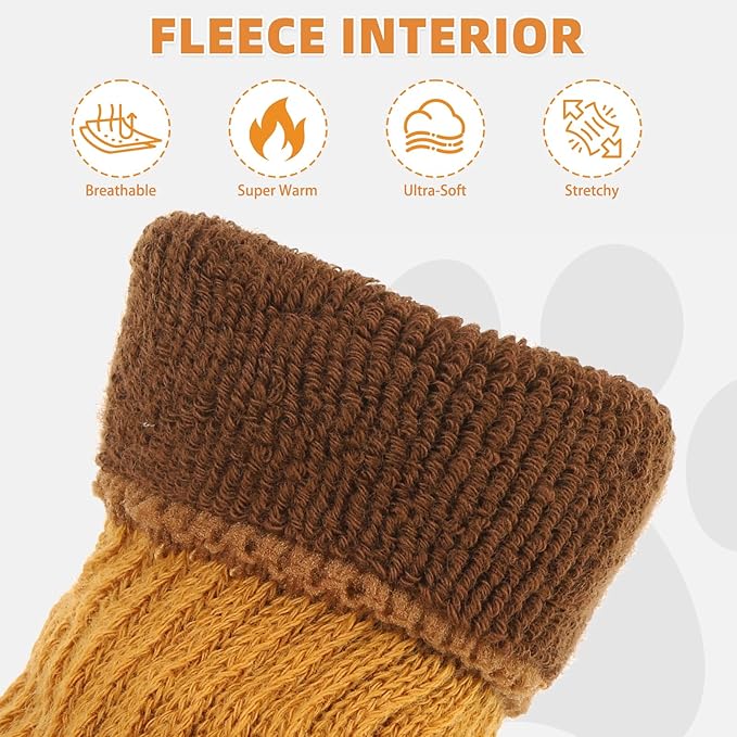 KOOLTAIL Anti Slip Winter Dog Socks to Prevent Licking Paws, Waterproof Snow Rain Long Dog Boots&Paw Protector, Warm Grippy Booties Reflective Double Straps for Hardwood Floor, Small Medium Large Dogs