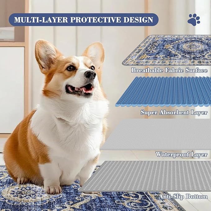 Washable Pee Pads for Dogs, 2 Pack Reusable Puppy Pads Absorbent Training Pads for Dogs Waterproof Dog Mat Non-Slip Whelping Pet Mat