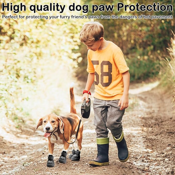 Dog Shoes for Hot Pavement,Non-Slip Waterproof Breathable Easy to Clean Put On and Take Off Dog Boots,Paw Protector for Hot Summer Roads Winter Snow (Black, Size 3:(1.57"x2.17")(L*W))