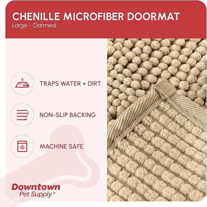 My Doggy Place Dog Mud Mat, 36" x 26" Oatmeal – Thick Microfiber Entry Rug for Snow, Mud & Salt – Absorbent, Quick-Dry, Washer-Safe & Non-Slip, Large