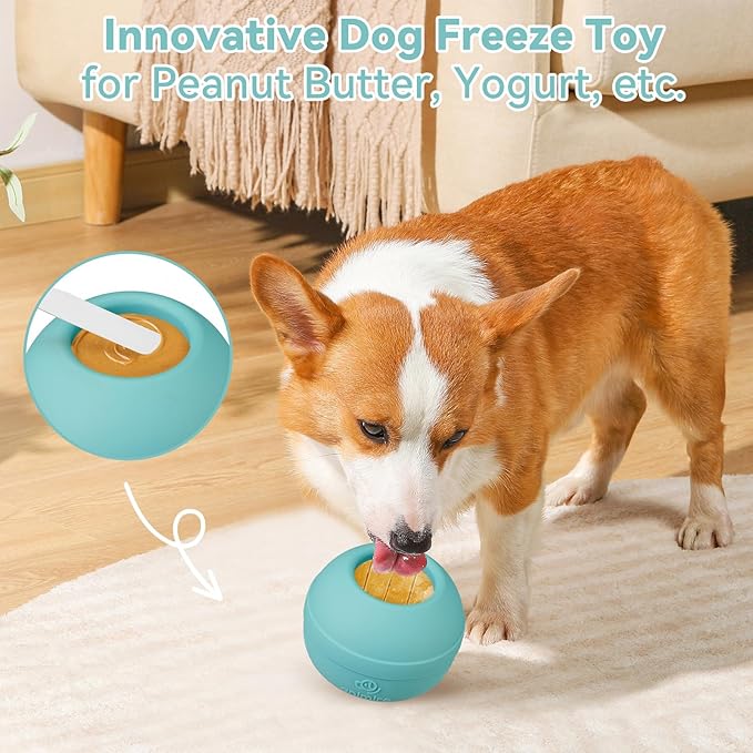 Long-Lasting Interactive Dog Lick Toy, Stuffable Dog Enrichment to Keep Dogs Busy, Wobbly Treat Dispensing Freezable Chew Toys, Food-Grade Safe (Teal Blue,S)