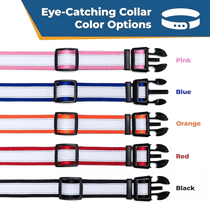 GoTags Reflective Personalized Dog Collar, Custom Embroidered with Pet Name and Phone Number in Black for Boy and Girl Dogs, Adjustable Small