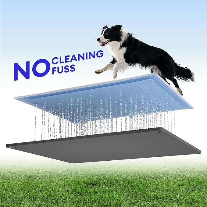 Pee Pad Holder for Dogs, 32"x21" Foldable Silicone Puppy Pad Tray with Built-in Clamps, Raised Edge Leak-Proof Potty Training Mat, Non-Slip Tear-Resistant Dog Pad Holder for Floor Protection