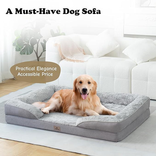 XL Orthopedic Dog Beds Large Sized Dog - Washable Large Dog Cat Bed Waterproof, Comfort Dogs Couch Sofa with Washable Removable Cover, Pet Bed with Nonskid Bottom, Light Grey, 42"