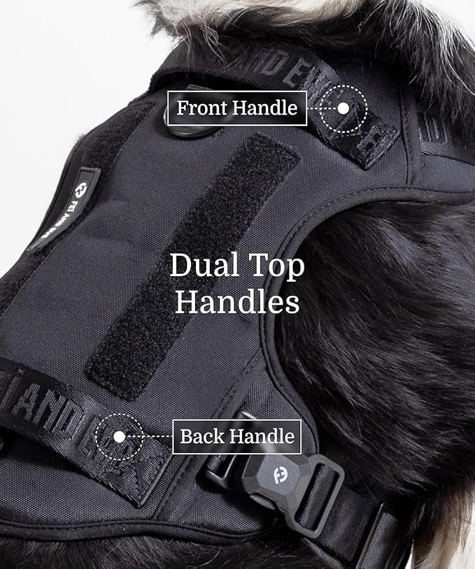 2025 New Edition, Fei & Eve MagEase Dog Harness - 3-Second Magnetic Buckles | 3-Point No-Pull Control | Heavy-Duty 900D Nylon | Dual Safety Handles | Breathable Mesh | Adjustable Fit | Large,Black
