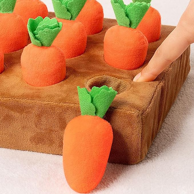 Snuffle Mat for Puppies, Carrot Garden Dog Toy with 9 Carrots, Interactive Puppy Enrichment Toys, for Training Feeding Play