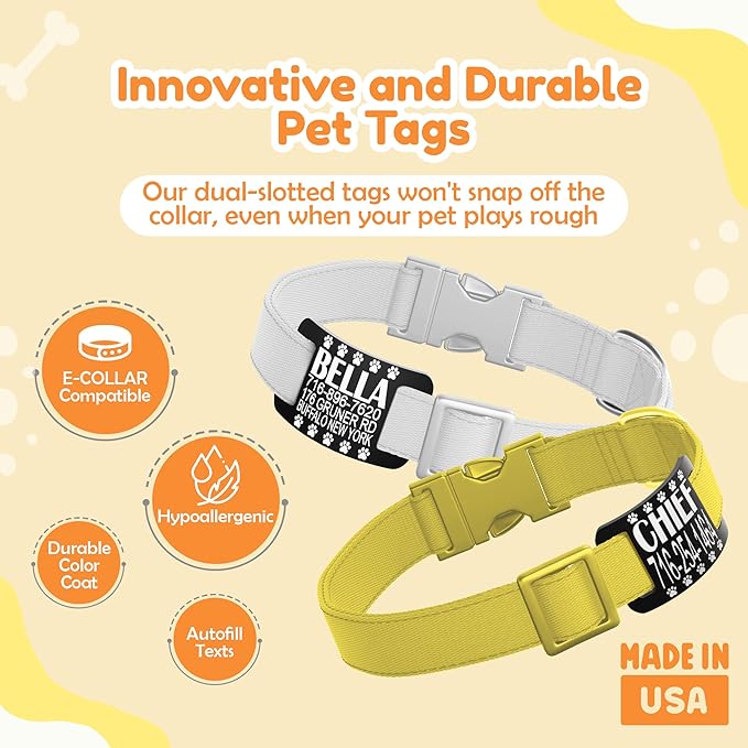 Dog ID Tags Personalized, Silicone Dog Tag Personalized for Pets, Custom Pet Name Tags