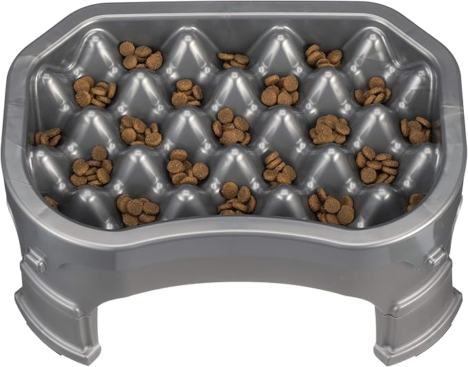 Neater Pet Brands – Neater Raised Slow Feeder Dog Bowl – Elevated and Adjustable Food Height - (6 Cup, Gunmetal)