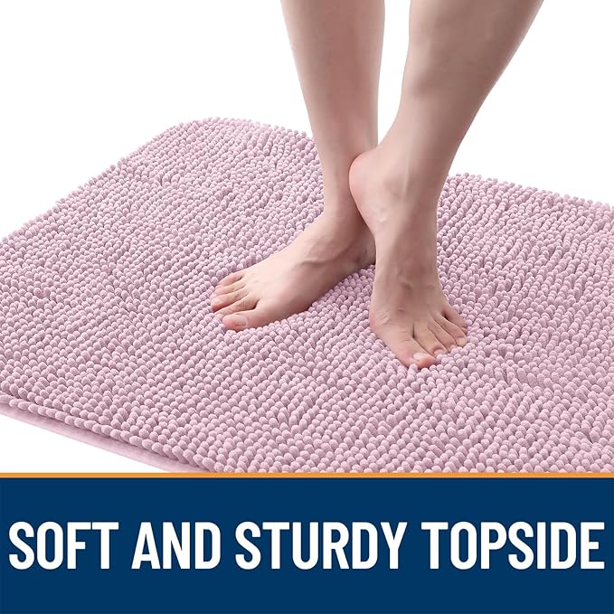 OLANLY Dog Door Mat for Muddy Paws 70x46, Absorbs Moisture and Dirt, Absorbent Non-Slip Washable Doormat, Quick Dry Chenille Mud Mat for Dogs, Entry Indoor Entryway Carpet for Inside Floor, Dusty Rose