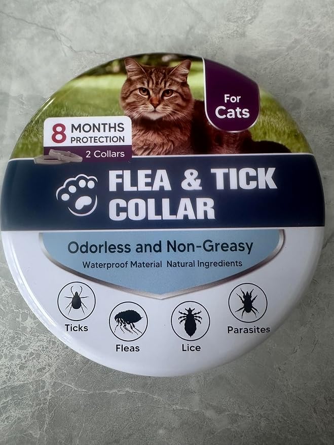 Flea Collar for Cats, Cat Flea and Tick Collar, Cat Flea Collars, Kitten Tick Collars, Adjustable 8 Months Protection (Pack of 2)