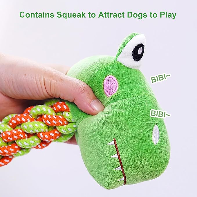 YXYANI Large Squeaky Plush Dinosaur Dog Toy Durable Chew Toy for Aggressive Chewers Interactive Tug of War Fetch Toy Soft Rope Neck for Small Medium Large Dogs - Pet Use Only