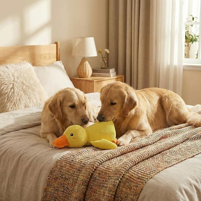 Paw-FECT Piece Plush Calming Duck Dog Toy, with Quacking Sound, Emotional Support Soft Chew Toy, Great for All Breed of Dogs