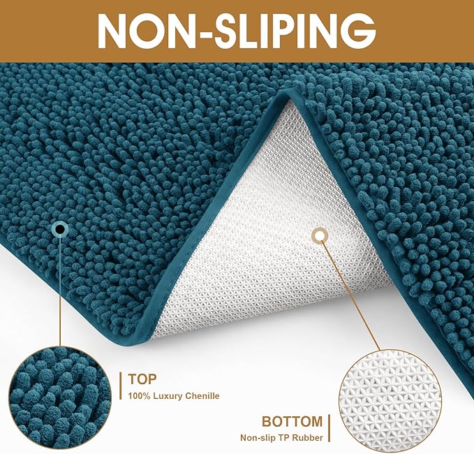 IM HOME Large Dog Door Mats for Muddy Paws, 48" x 30" Chenille Absorbent Mud Mat for Dogs, Non Slip Heavy Dog Rugs for Muddy Paws, Soft Indoor Door Mat for Entryway, Mud Paw, Inside Floor, Teal Blue