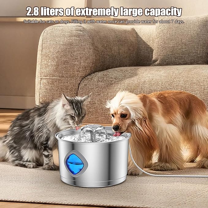 Rustless Automatic Pet Water Spring 2.8L Capacity Including Multiple Filter for Neat Fit Moisturization Multiple Stage Sieving