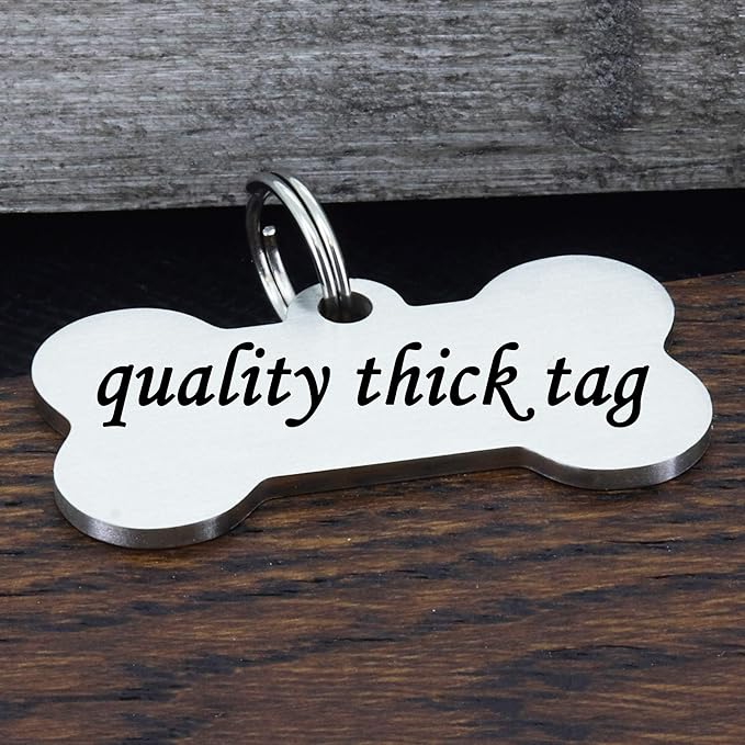 Ultra Joys Personalized Dog and Cat Tags - Stainless Steel, Custom Engraving Front and Back, Bone Tag Mountain Design, Silver Small