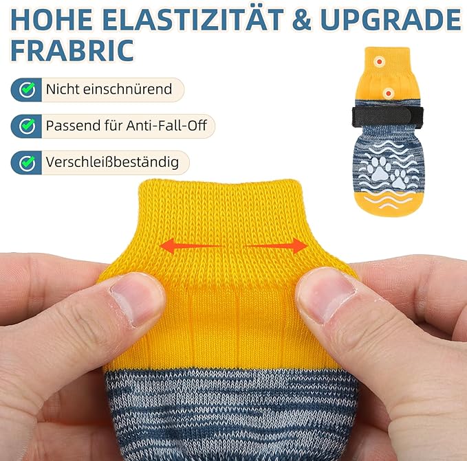 PUPTECK Anti Slip Dog Socks, Shoes with Grippers to Prevent Licking Hardwood Floors Traction, Rubber Boots & Paw Protectors for Small Medium Large Dogs Cold/Hot Pavement, Senior Dogs Booties Blue