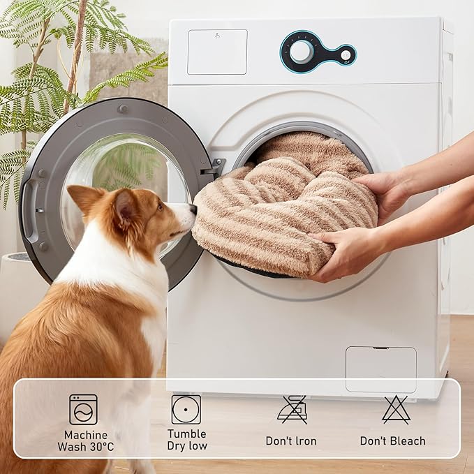 FURTIME Washable XXL Dog Bed for Extra Large Dogs, Giant Deluxe Dog Crate Beds Comfy Fluffy Kennel Pad Anti-Slip Pet Sleeping Mat, Machine Washable Dogs Pillow, 47"x29"x4", Brown